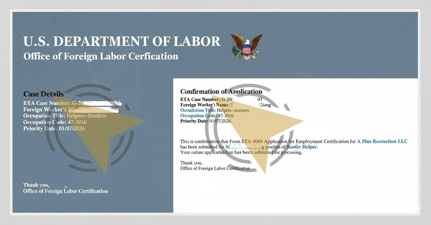 PERM Certified · Helpers–Roofers (47-3016) · A Plus Roofing & Construction LLC · ~13 tháng
